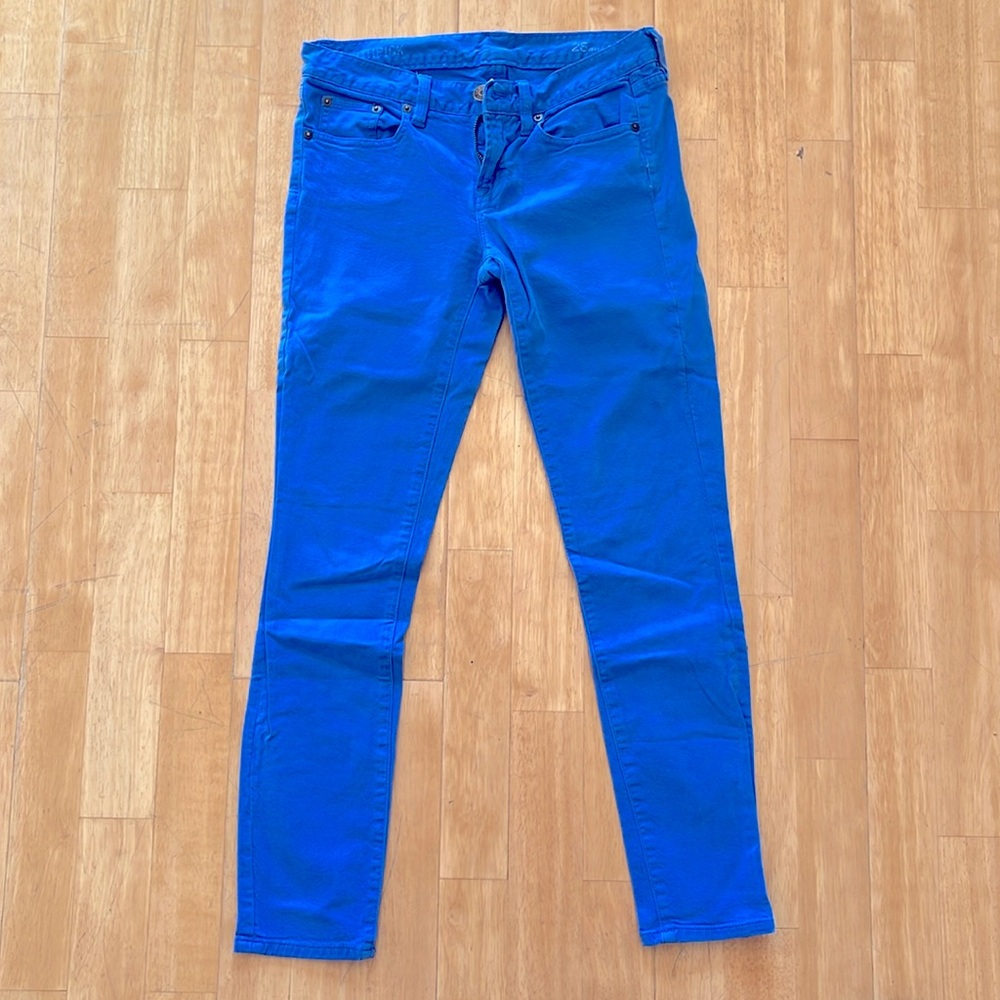J. Crew Ankle Toothpick Skinny Jeans, Cobalt Blue, Size 26
